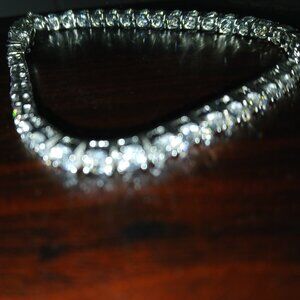 Italo Silver Tone Faux Diamond (Round Stones) Tennis Bracelet 7.5", BRAND NEW
